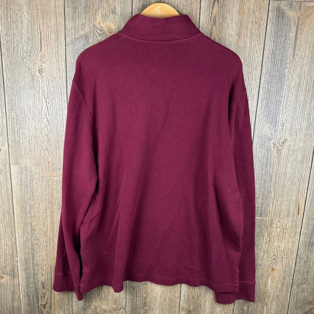 Polo Ralph Lauren Estate Rib Quarter Zip Pullover Maroon Burgundy Mens Large